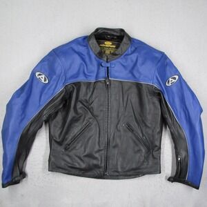 AGV Sport Mens XL Leather Motorcycle Jacket Blue Black Perforated Racing Armor